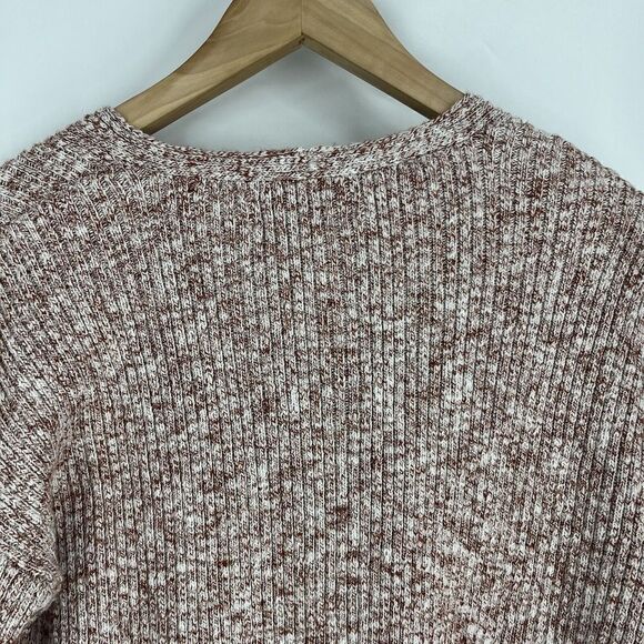 Loft Sweater Size Large Womens Rust Ribbed Knit V Neck Pullover Dolman Sleeve - Picture 6 of 7